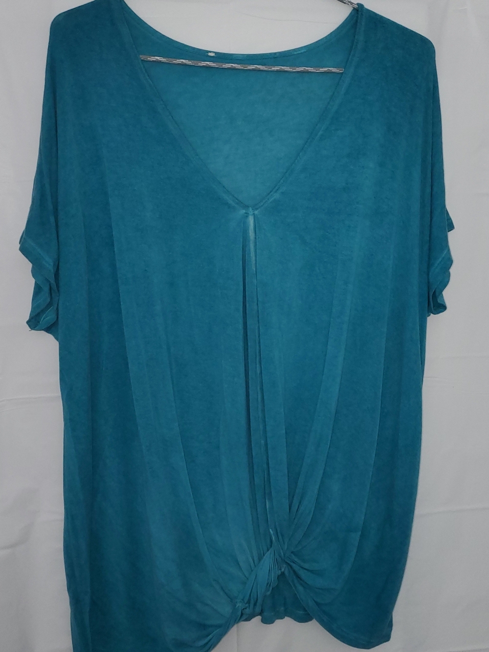 C&C California Teal V-Neck Twist-Front Tunic